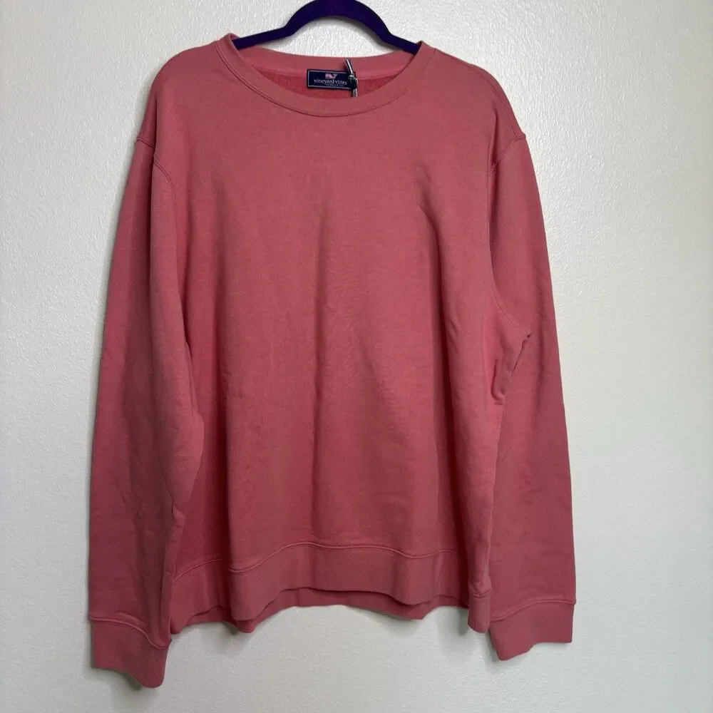 Vineyard Vines Fashion Knits Core Blank Mens Sweatshirt Crew Neck Salmon Large
